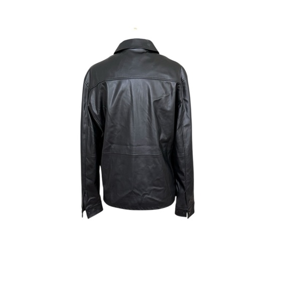 Zara Faux Black Leather Long Sleeves Oversized Jacket Size Medium - Picture 3 of 11